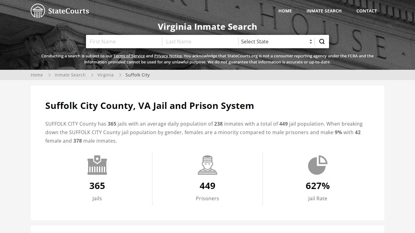 Suffolk City County, VA Inmate Search - StateCourts