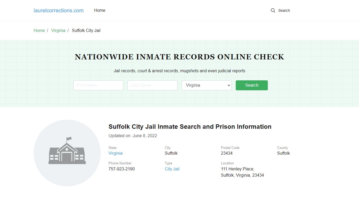 Suffolk City Jail Inmate Search and Prison Information - Laurel County