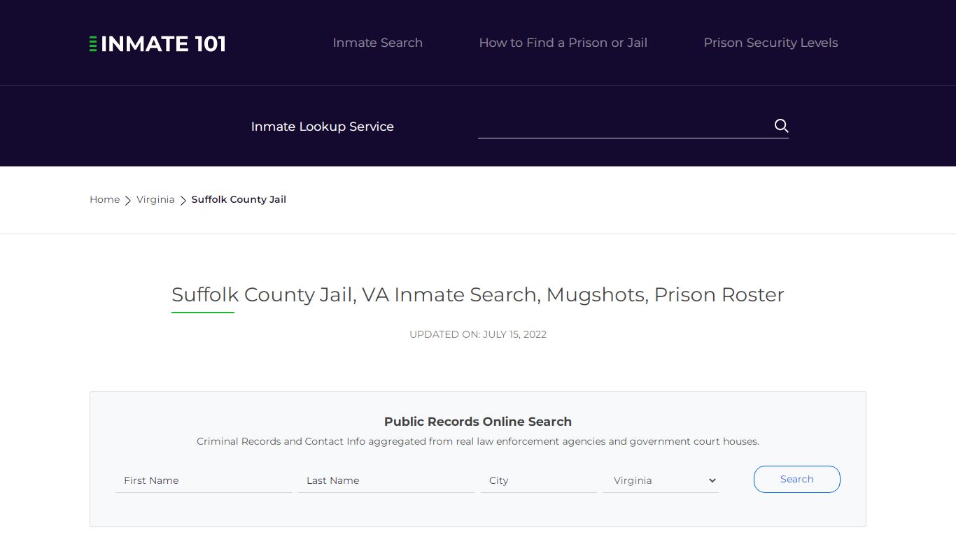 Suffolk County Jail, VA Inmate Search, Mugshots, Prison Roster